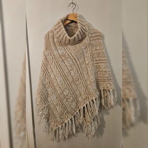 Cozy Knit Fringe Poncho